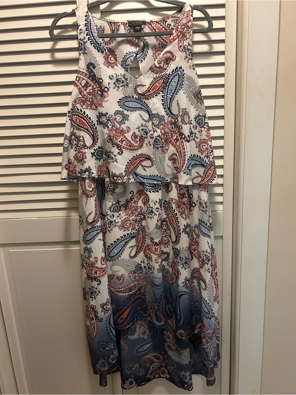 Metaphor Cream Blouse with Navy and Rust Paisley Print